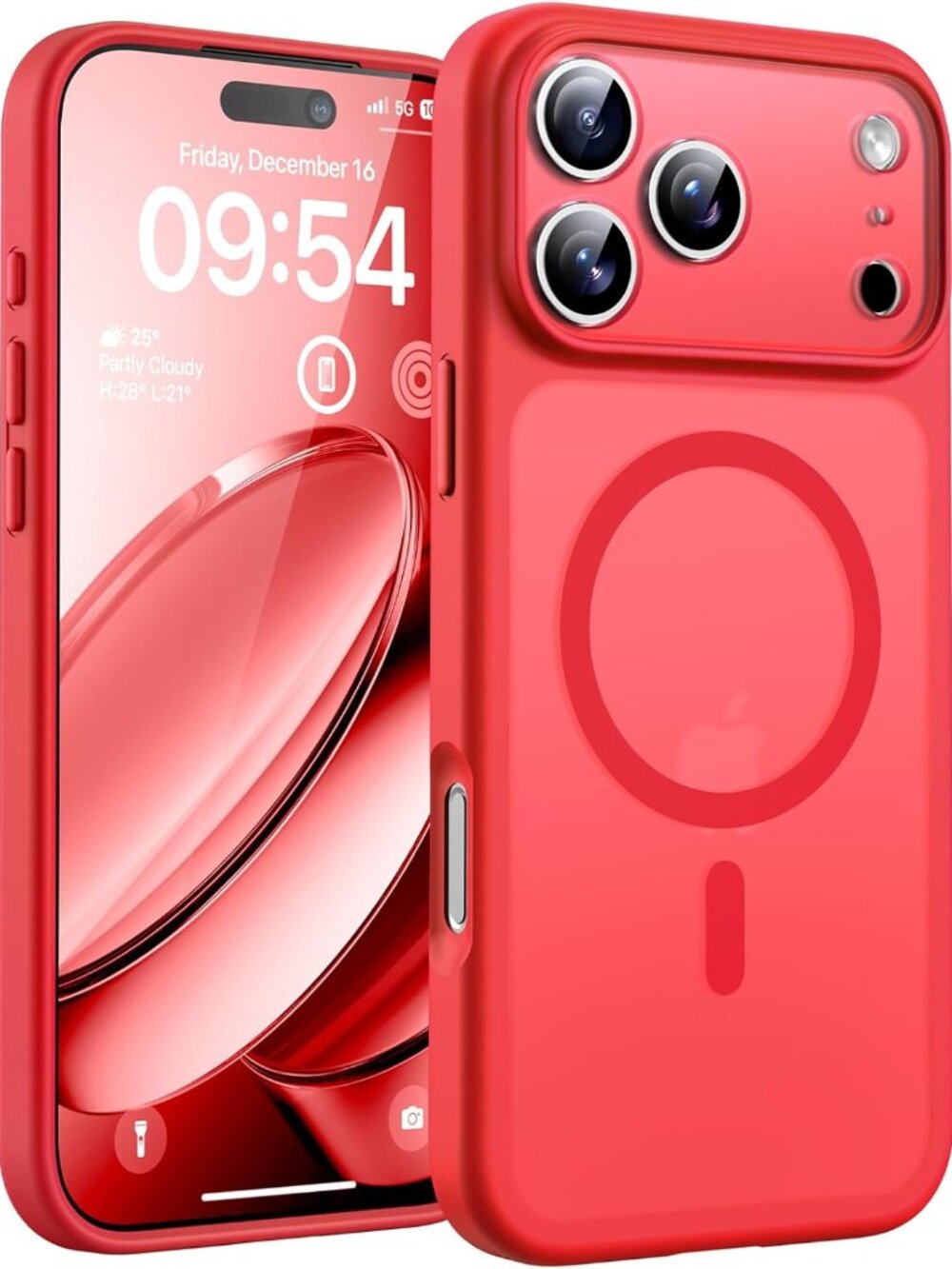 iPhone 17 Pro Max Case MagSafe Compatible Full Camera Protection Matte Red